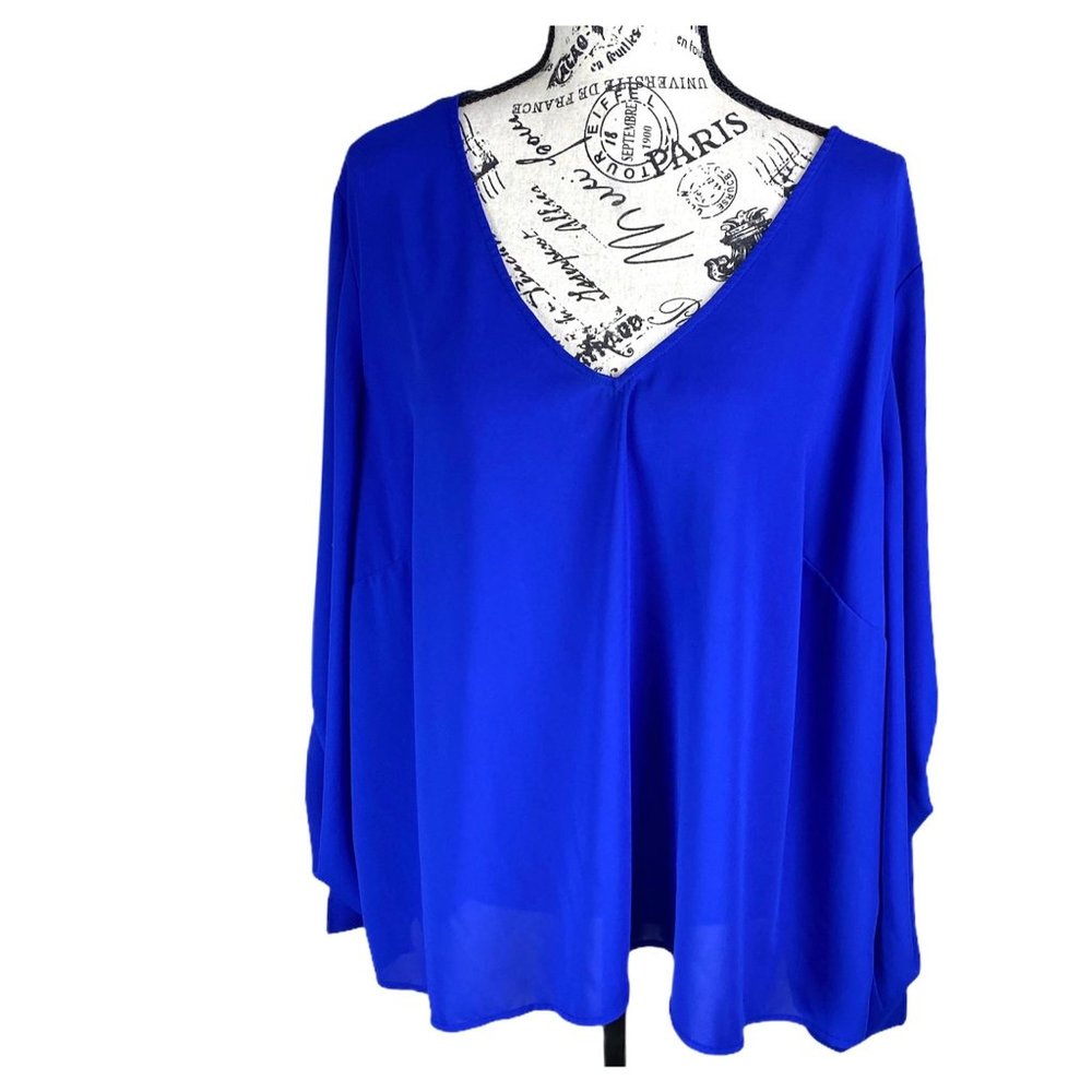 Eloquii v-neck foldable sleeves  blouse plus size